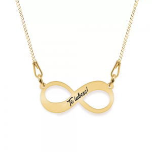 Colier argint infinit 20 mm - personalizata cu text - placat cu aur galben de 24 karate